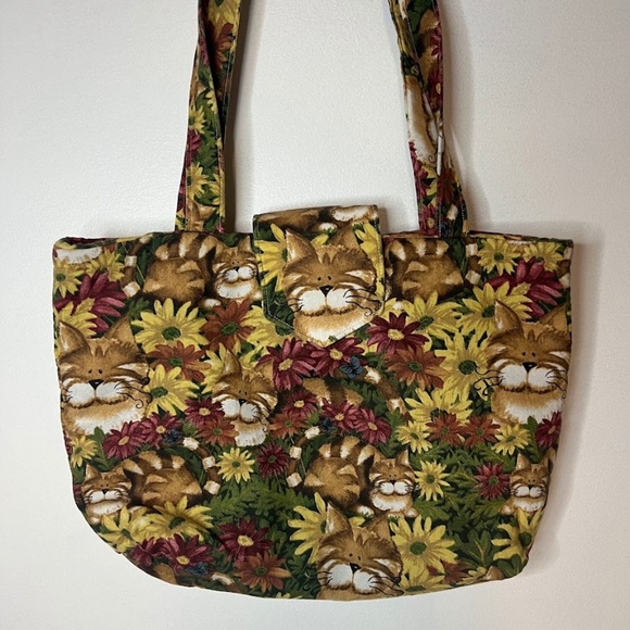 Vintage Cute Cartoon Cat Face Shoulder Bag Purse 90s 2000s Handmade? - Picture 1 of 6